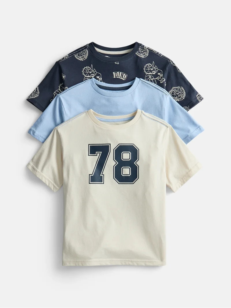 Wonder Nation Little Boys' Crewneck Tee with Short Sleeves, 3-Pack, Sizes 4-10 | Walmart (US)