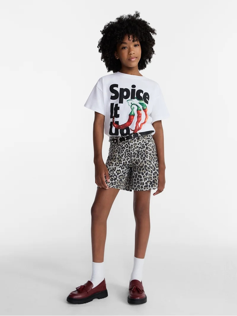Weekend Academy Girls Printed Baggy Jean Shorts, Sizes 4-18 | Walmart (US)