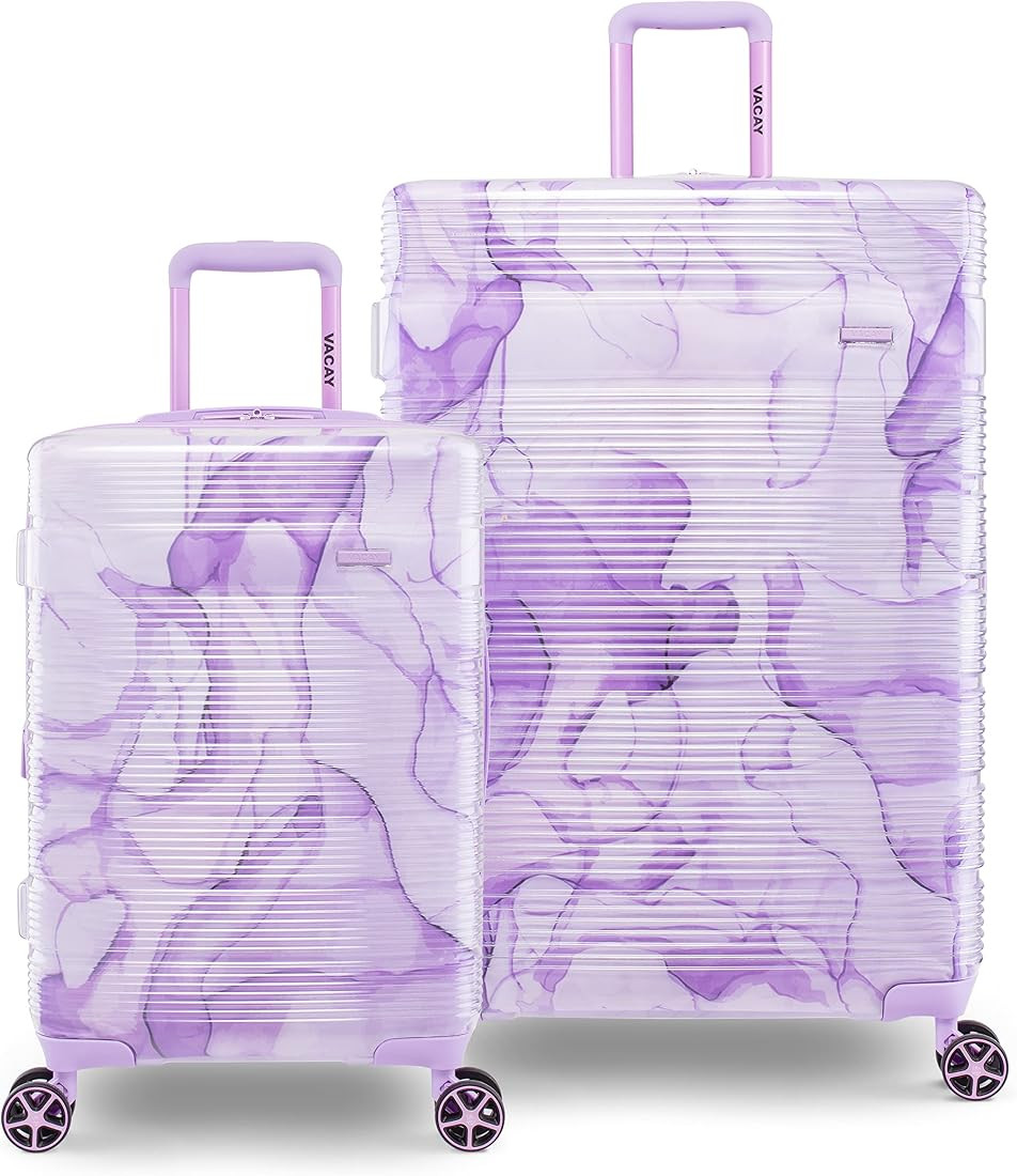 iFLY Luggage Vacay Spotlight Clear Collections Hard Suitcase Set, 1 - 28” Checked + 20” Carry On Lug | Amazon (US)