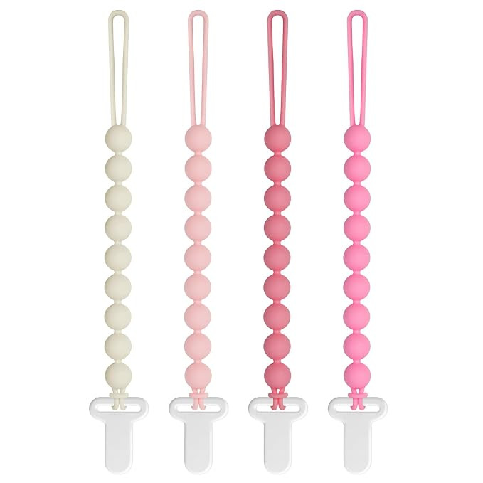 Pacifier Clips Baby Girls - Draklary 4 Pack Paci Clip Silicone Soothe Baby Binky Holder for Newbo... | Amazon (US)