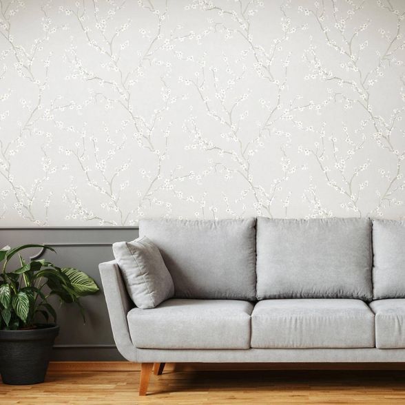RoomMates Cherry Blossom Peel and Stick Wallpaper Neutral | Target