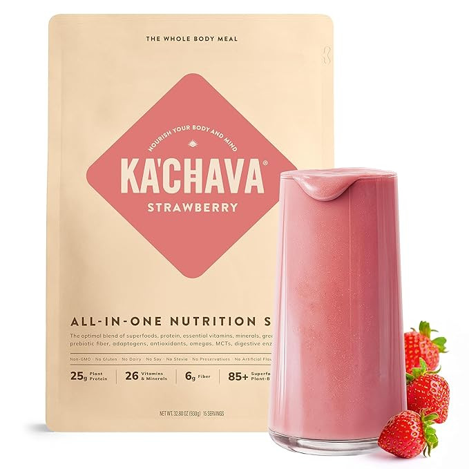 Ka’Chava All-In-One Nutrition Shake Blend, Strawberry, 15 Servings, 85+ Superfoods & Nutrients,... | Amazon (US)