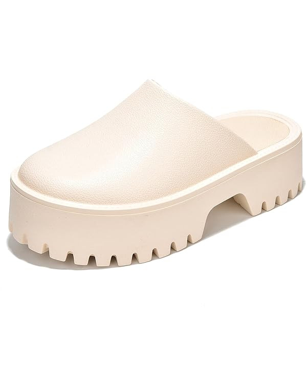 Lightweight Mule Clog Platform Sandals for Women - Comfortable, Non-Slip, Waterproof with Chunky ... | Amazon (US)