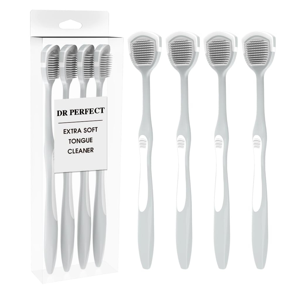Soft Tongue Brush Scraper Cleaner Helps Fight Bad Breath Clean Your Tongue Without Hurt Pack Of 4 (Gray) | Amazon (US)