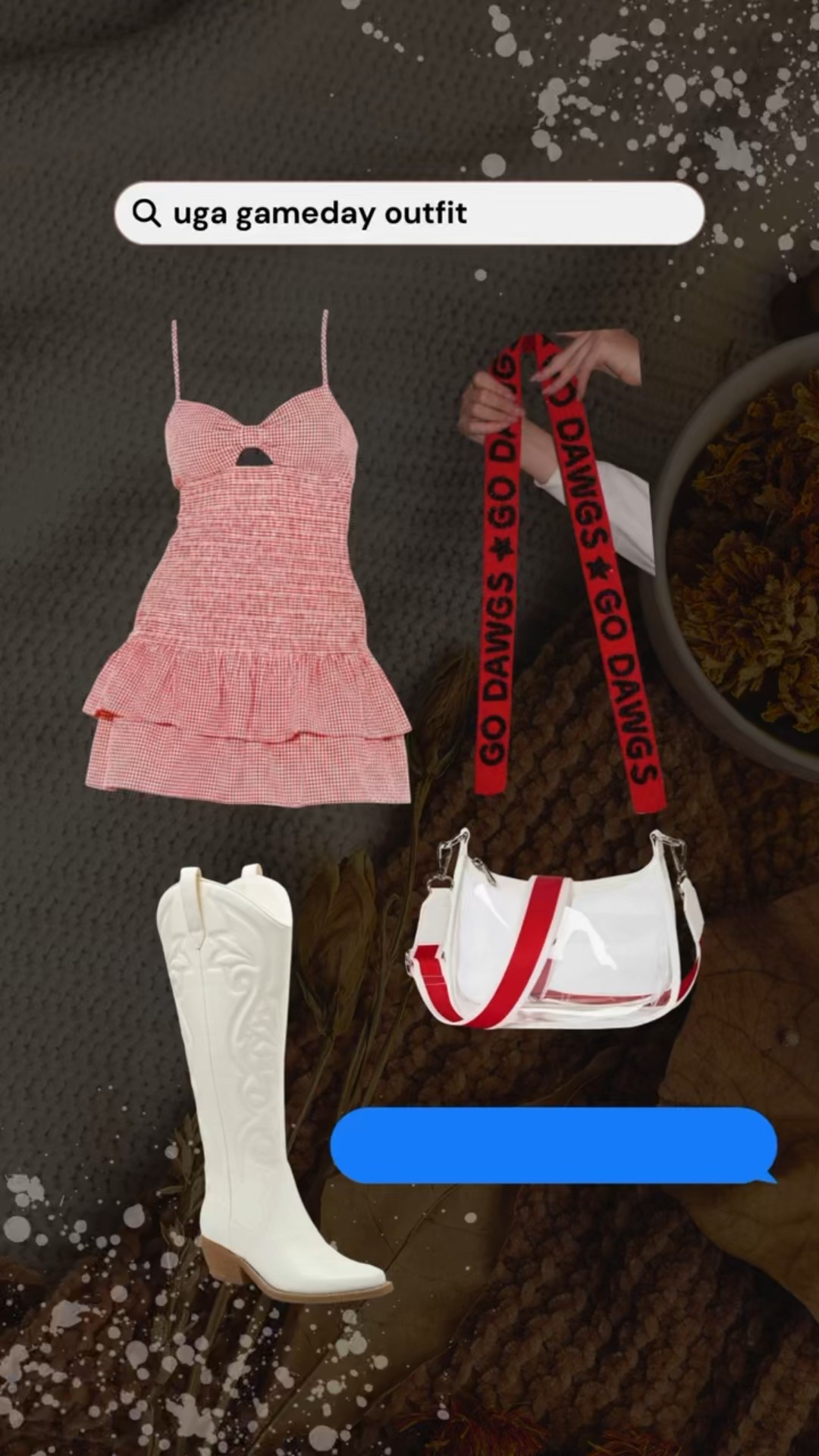 The ultimate Dawgs look 🐾❤️🖤 This UGA game day outfit pairs a red gingham dress with ivory cowboy boots and a clear stadium-approved bag with a “Go Dawgs” strap. Perfect for tailgates, Sanford Stadium, and Saturdays in Athens.

#LTKStyleTip #LTKFindsUnder50 #LTKSeasonal