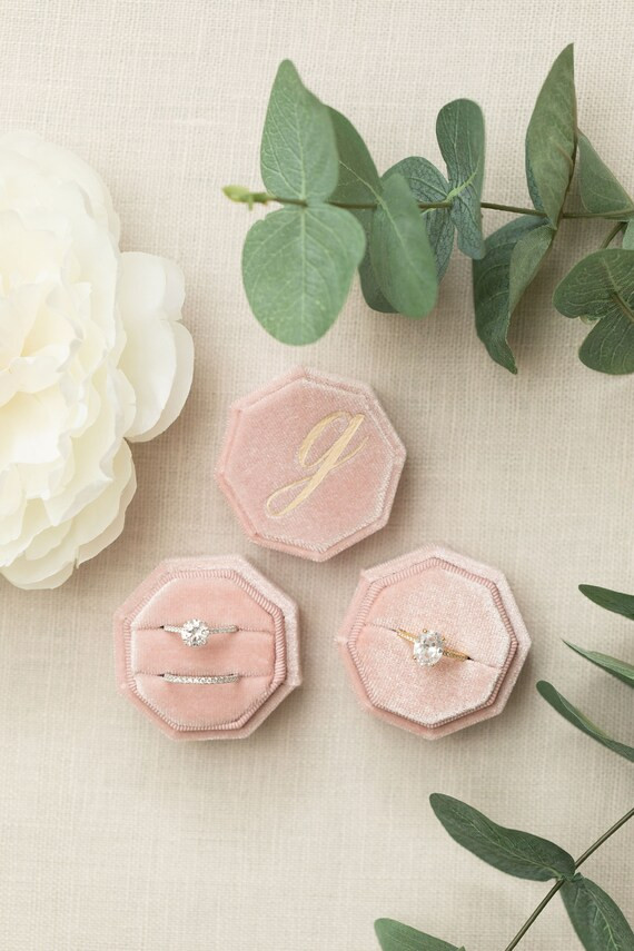 Octagon Velvet Ring Box  Double Slot  Single Slot  Wedding | Etsy | Etsy (US)