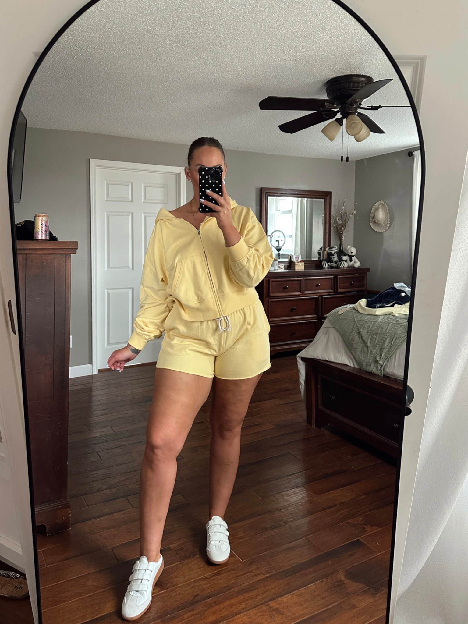 This Gap set >>> wearing a large!! Obsessed with the yellow (comes in more colors) Sjorts are the perfect length (not too short) 

Midsize spring outfits
Mom style
Tall fashion finds
Matching set
spring outfits 2026

#LTKootd #LTKMidsize #LTKTall