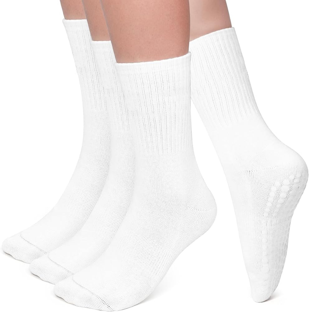 AGUTIUN 3/6 Pairs Pilates Grip Socks Yoga Socks with Grips for Women Non Slip High Socks | Amazon (US)