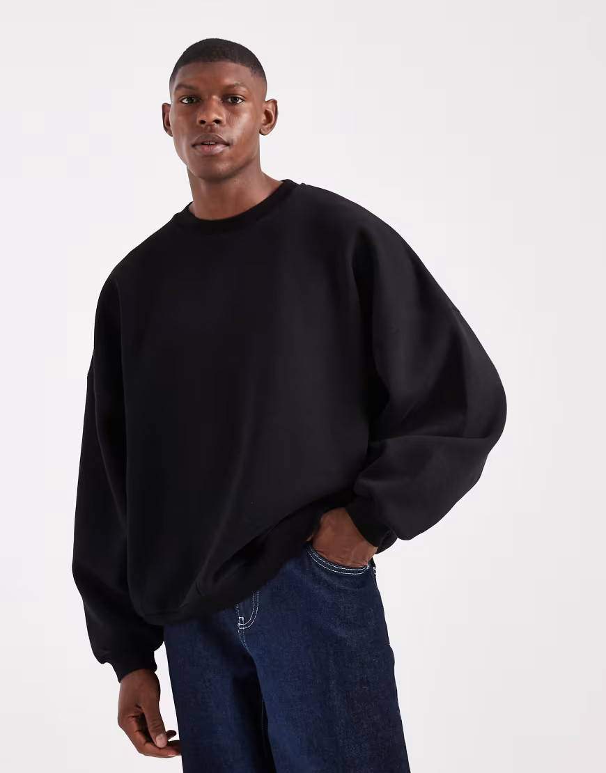 ASOS DESIGN essentials extreme oversized sweatshirt in black | ASOS (Global)