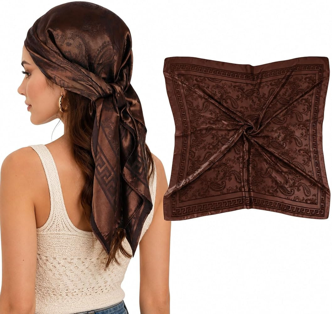 Bandana Damen Halstuch Seidentuch - 90x90cm Satin Kopftuch f\u00fcr Damen Herren, Weich Silky Sca... | Amazon (DE)