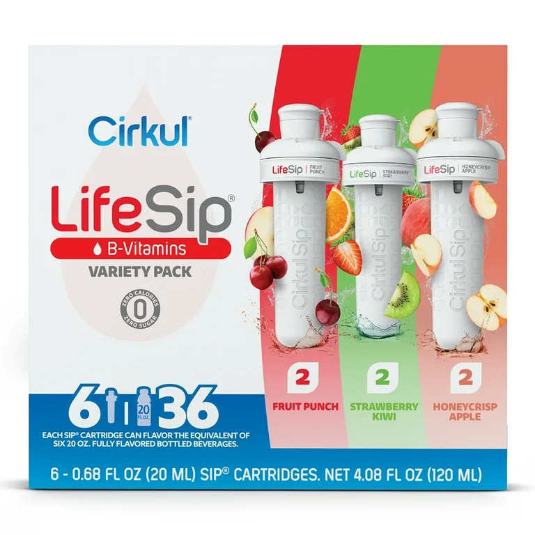 Cirkul LifeSip Flavor Cartridge Variety Pack, Drink Mix, 6-Pack (2 Fruit Punch, 2 Strawberry Kiwi... | Walmart (US)