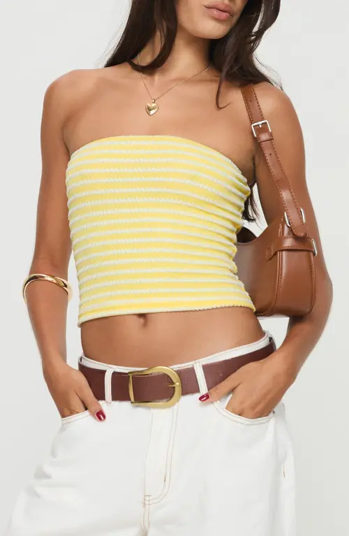 Princess Polly Millert Textured Stripe Tube Top in Yellow at Nordstrom, Size 4 | Nordstrom