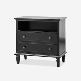 JAYDEN CREATION Juiien Traditional Farmhouse Solid Wood 2-Drawers Storage Nightstand with Chargin... | The Home Depot