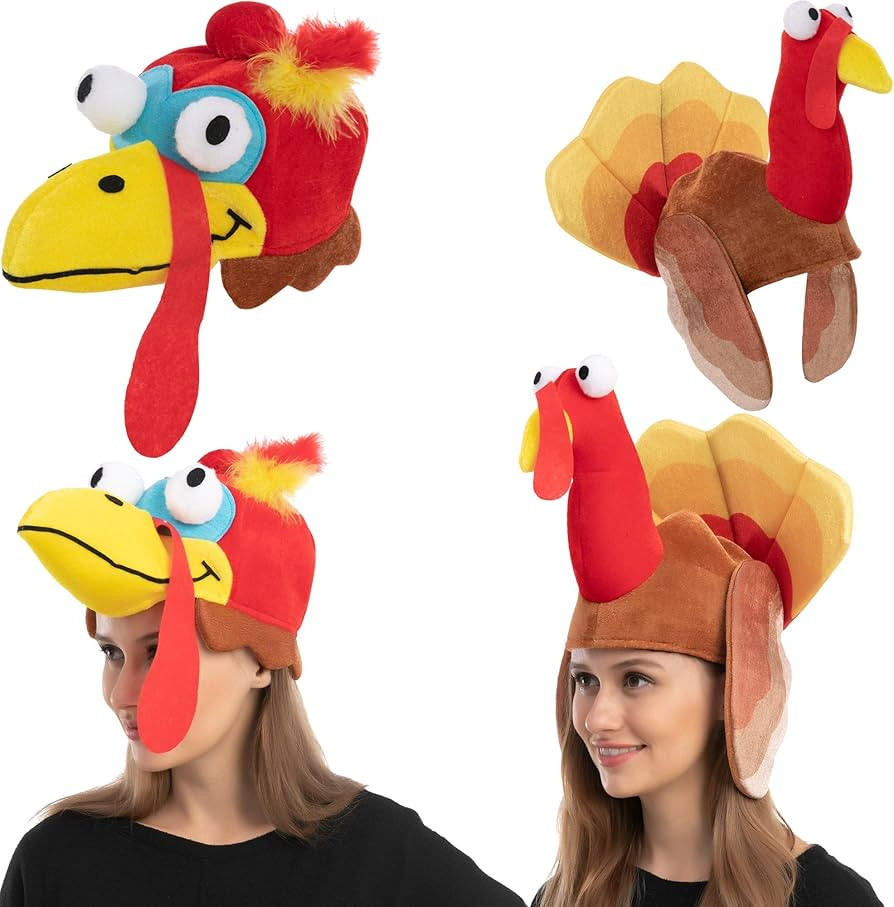 JOYIN 2 PCS Silly Thanksgiving Turkey Cap, Novelty Hats for Thanksgiving Night Event Dress-up Par... | Amazon (US)