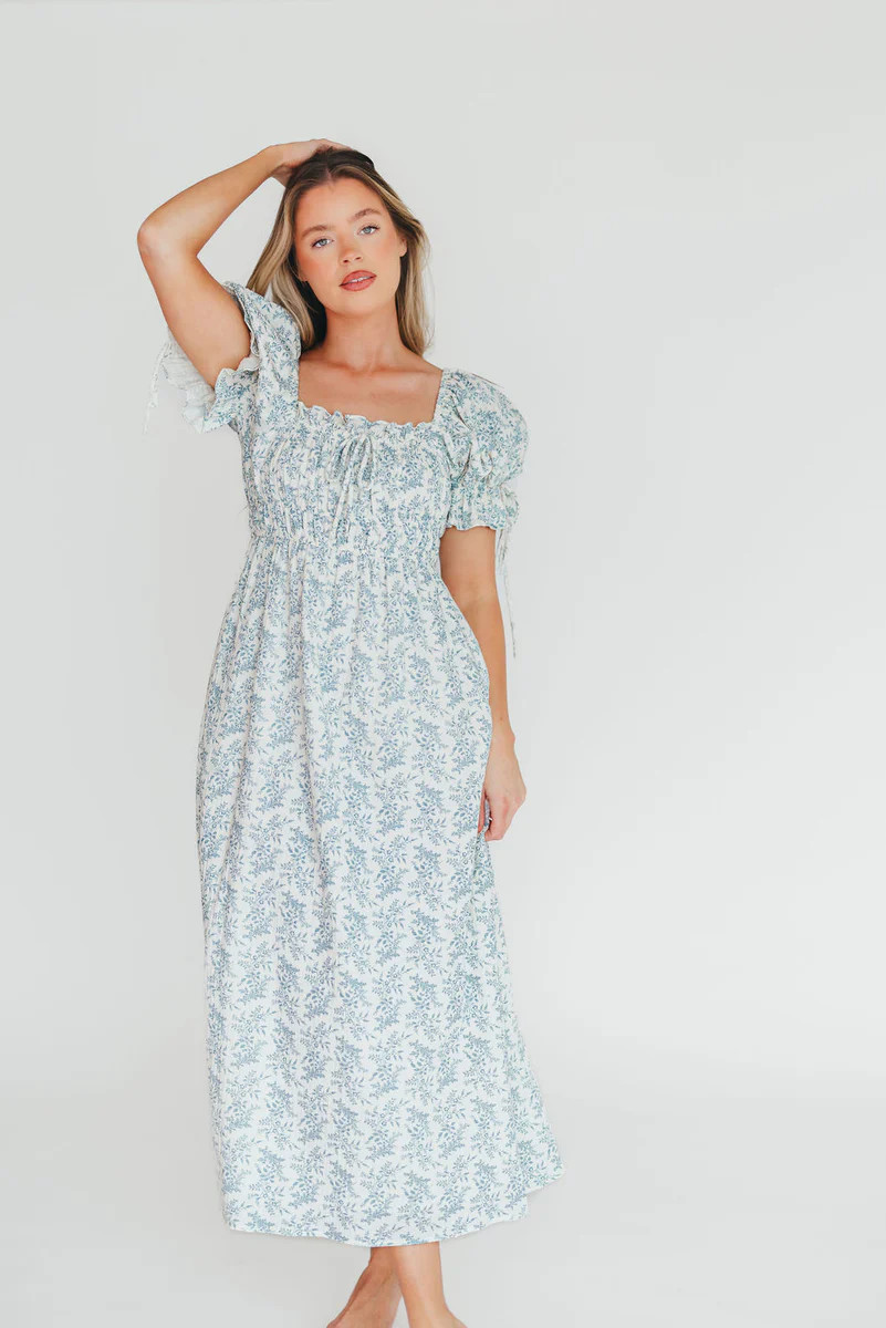 100% Cotton Savanna Steppe Dress in Blue- Bump Friendly & Inclusive Si | Worth Collective