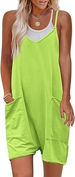 Yanekop Womens Loose Overalls V Neck Sleeveless Romper Spaghetti Strap Harem Short Pants Jumpsuit... | Amazon (US)