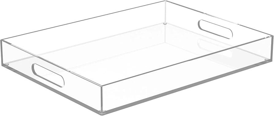 16"x12" Large Acrylic Serving Tray Decorative Ottoman Coffee Table Vanity Tray Tea Fruit Platter ... | Amazon (US)