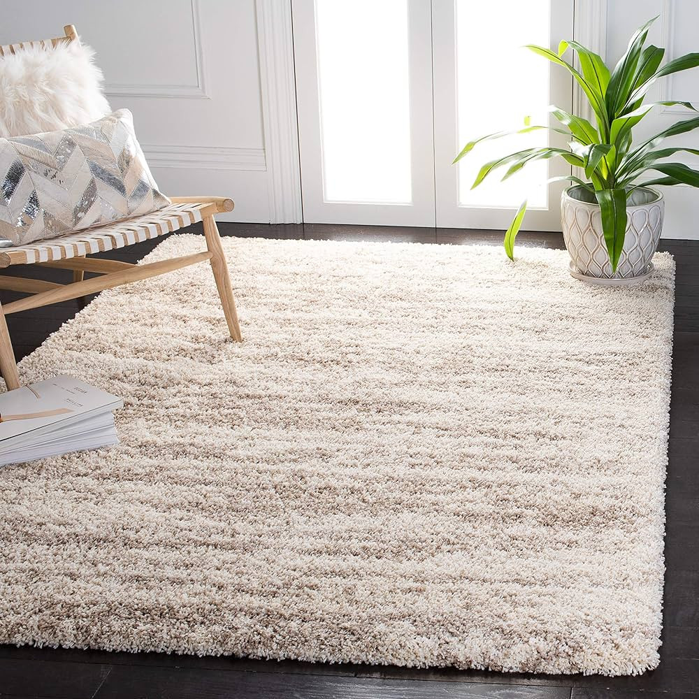 SAFAVIEH Hudson Shag Collection Area Rug - 8' x 10', Ivory & Beige, Modern Design, Non-Shedding &... | Amazon (US)