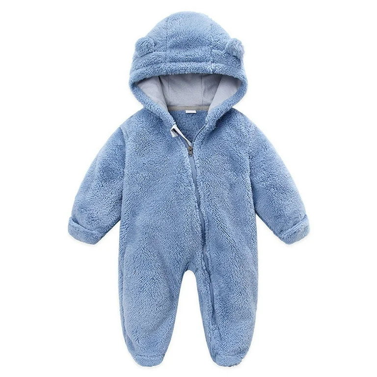 Baby Fleece Winter Coat Newborn Baby Fleece Footie Snowsuit Winter Bunting Onesie Cartoon Warm Ho... | Walmart (US)