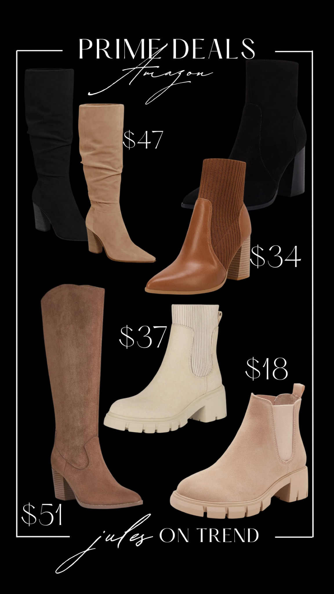 Prime Deals! Fall boots from Amazon. All under $50 and come in several color options. From pointed toe booties to knee high Western Boots. Love these Chelsea boots that are on sale for $18!

#LTKFindsUnder50 #LTKxPrimeDay #LTKShoeCrush
