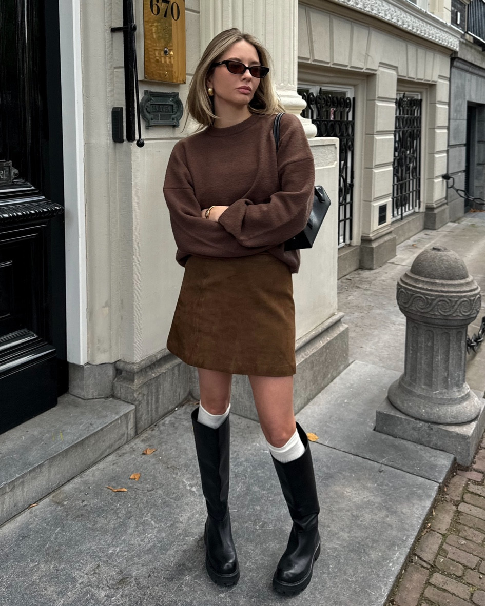 brown suede skirt and a brown knit is a perfect monochrome autumn outfit 

#FashionMonth #LTKeurope #LTKautumn