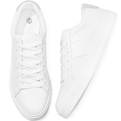 Adokoo Women's Fashion Sneakers PU Leather Casual Shoes White Tennis Low Top Shoes Womens Lace Up... | Amazon (US)