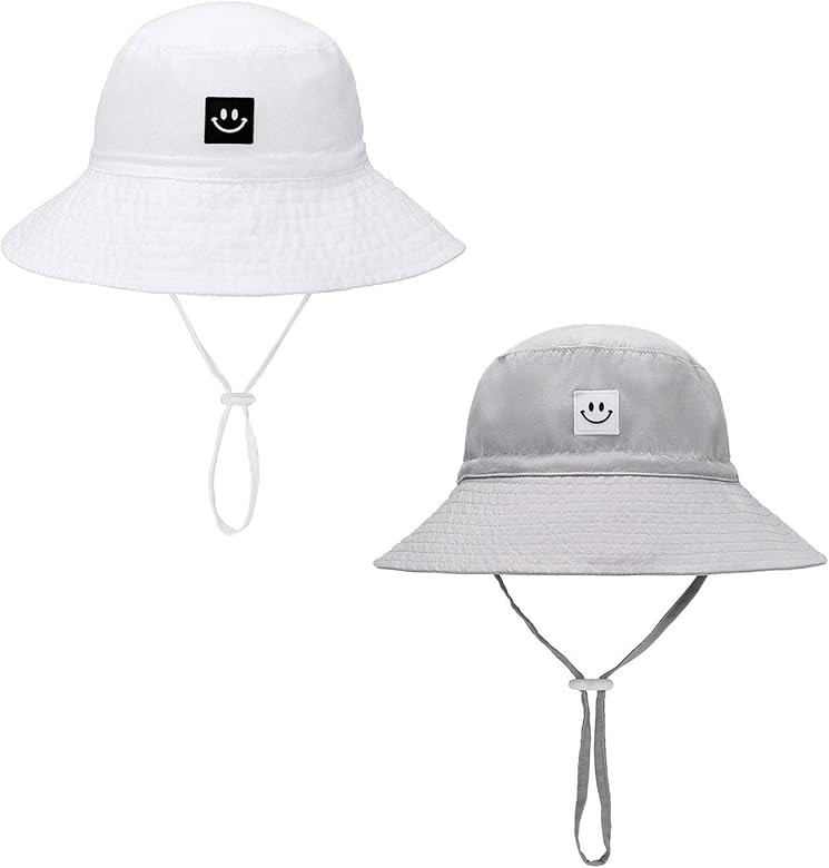 Baby Sun Hat Smile Face Toddler UPF 50+ Sun Protective Bucket hat Nice Beach hat for Baby Girl bo... | Amazon (US)
