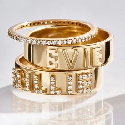 18K Gold Custom Block Ring - Gold/Pavé | BaubleBar (US)
