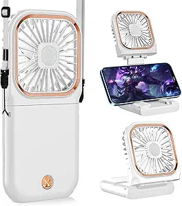 Portable Handheld Personal Necklace Fan Foldable Mini Quiet USB Rechargeable Fan With Mobile phon... | Amazon (US)