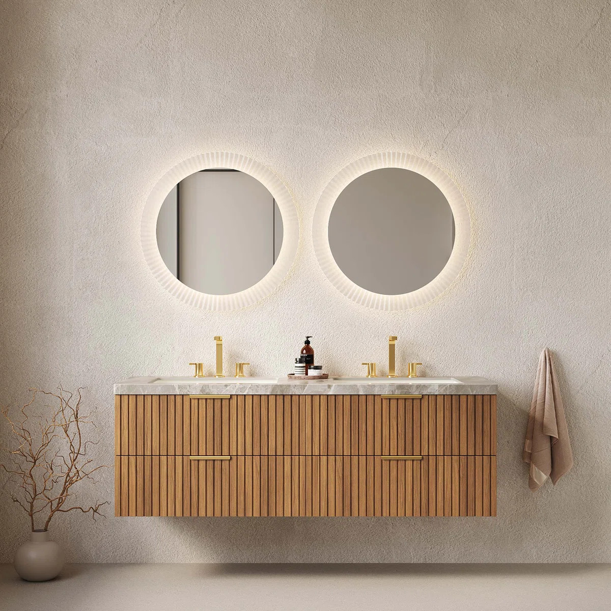 60" Bathroom Vanity With Sink, Wall-Mounted Bathroom Storage Cabinet With Drawers, Sintered Stone... | Wayfair North America