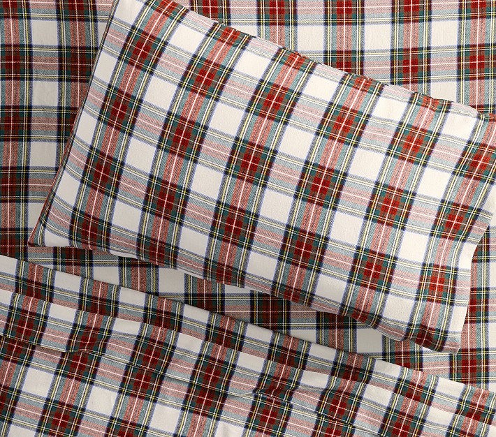 Stewart Plaid Organic Flannel Sheet Set | Pottery Barn Kids