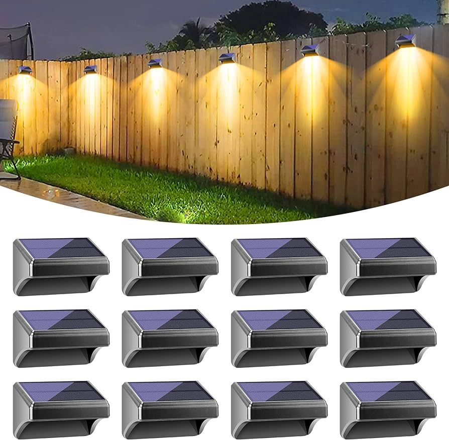 Bridika Solar Fence Lights, Fence Lights Fence Solar Lights Outdoor Waterproof Warm White & Color... | Amazon (US)