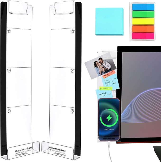 Monitor Memo Board, 2PCS Multifunction Sticky Note Holder for Computer Screen, Acrylic Computer M... | Amazon (US)