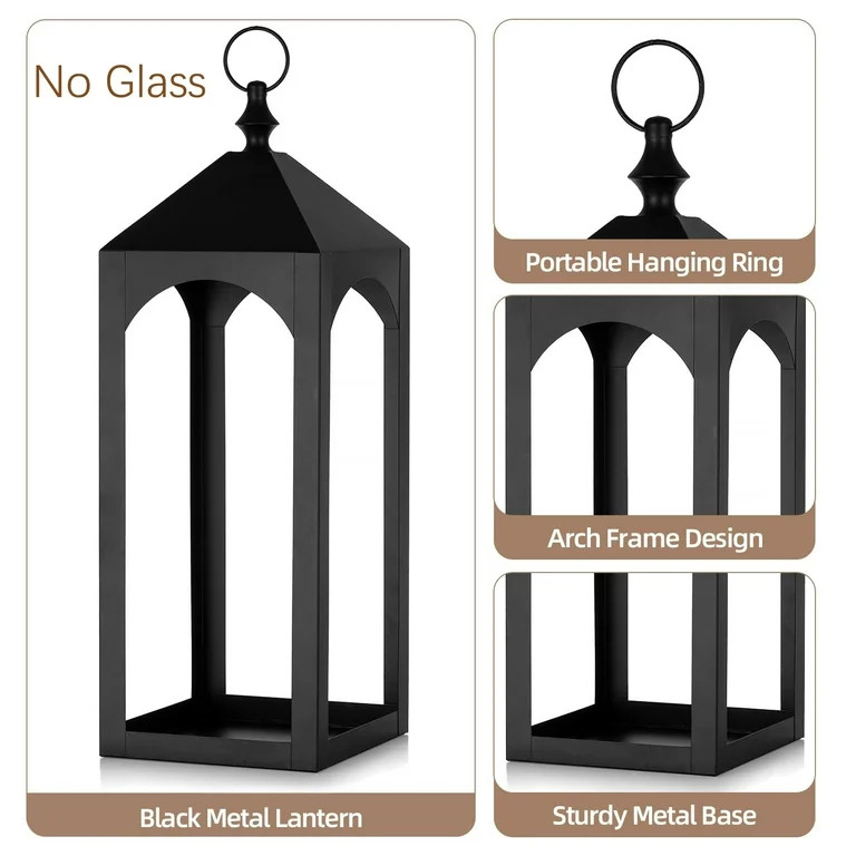 Nuptio Tall Black Lanterns Decorative Indoor for Pillar Candle Holder , Indoor Outdoor Lanterns f... | Walmart (US)