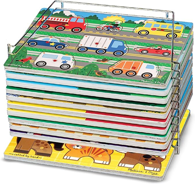 Melissa & Doug Puzzle Storage Rack - Wire Rack Holds 12 Puzzles - Puzzle Rack Organizer, Puzzle H... | Amazon (US)