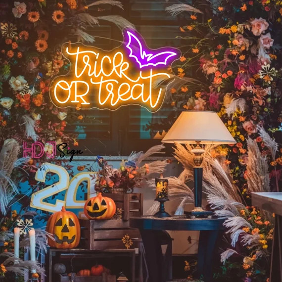 Trick OR Treat Neon Signhalloween Decorationsled Light - Etsy | Etsy (US)