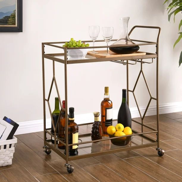 Better Homes & Gardens Nicola Metal Bar Cart, Golden Bronze | Walmart (US)