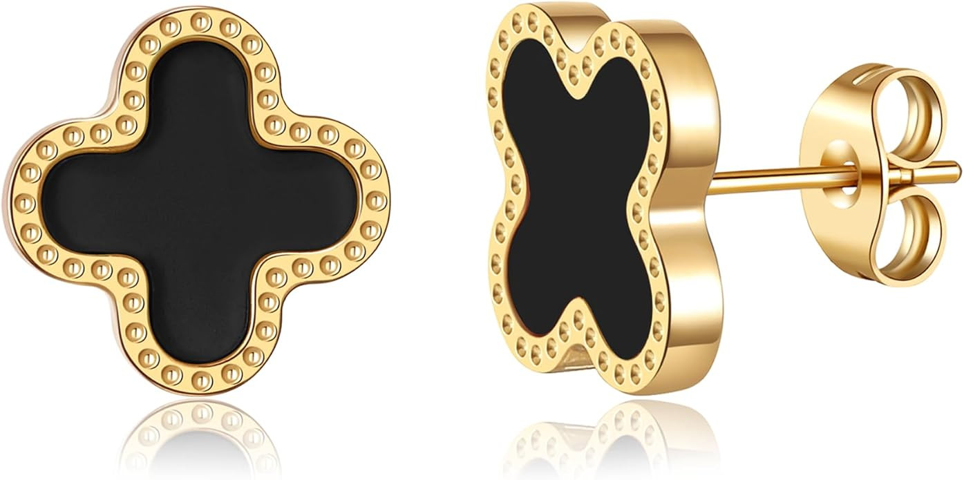 18K Gold Plated Clover Earrings for Women Four Leaf Clover Stud Earrings Lucky Dangle Earrings Je... | Amazon (US)