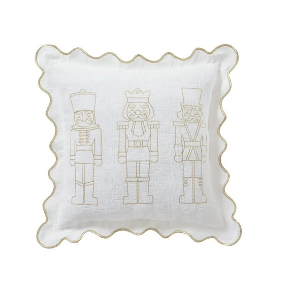My Texas House 18" x 18" White Nutcracker Chenille Holiday Decorative Pillow | Walmart (US)