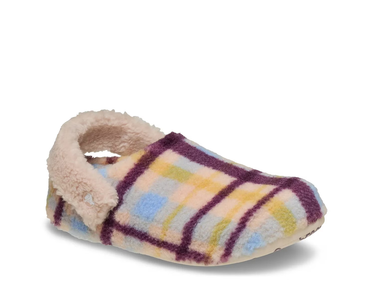 Crocs Classic Cozzzy Plaid Slipper | Women's | Light Pink Plaid Print | Size Men's 13 | Slippers | Slingback | DSW