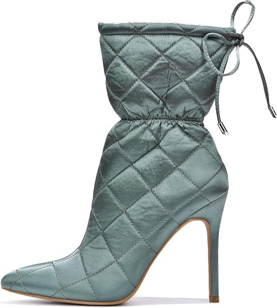 Cape Robbin Makayla Sexy Stiletto Quilted Slide On Booties for Women,Drawstring Pointed Toe Women... | Amazon (US)