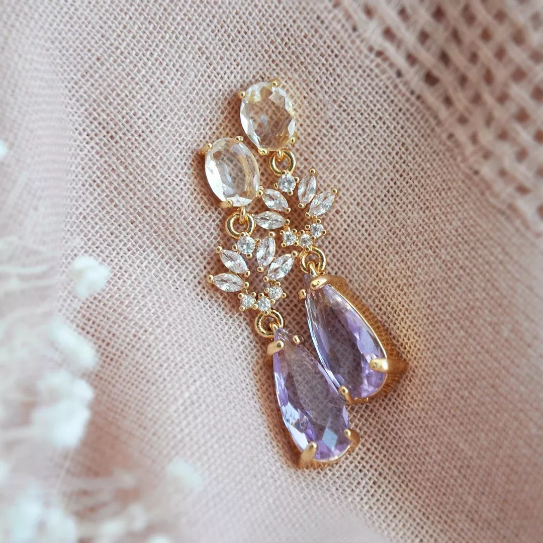 Purple hot sale wedding earrings