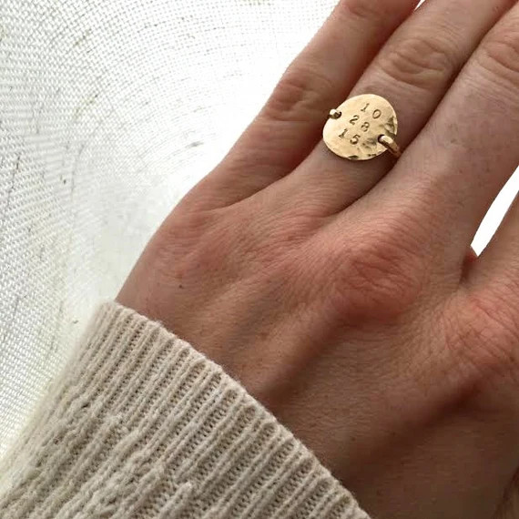 Hammered Date Ring | Etsy (US)
