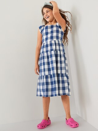 Tiered Tie-Back All-Day Midi Dress for Girls | Old Navy (US)