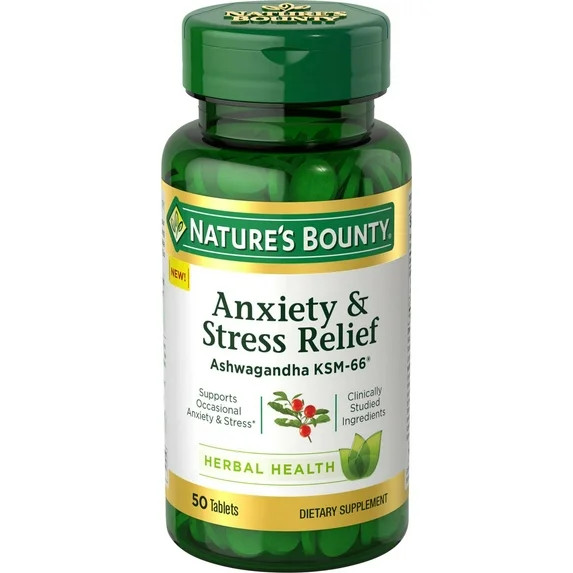 Nature’s Bounty Anxiety & Stress Relief Ashwagandha KSM 66, L-Theanine, Dietary Supplement, Tab... | Walmart (US)