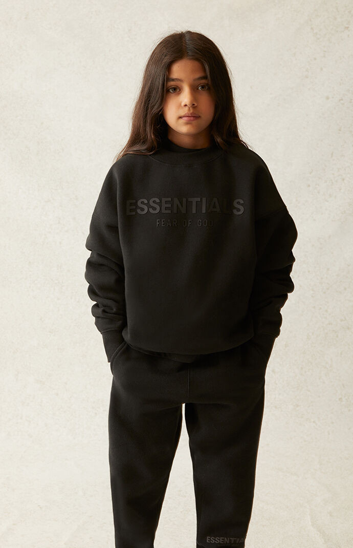 FOG - Fear Of God Kids Essentials Black Crew Neck Sweatshirt | PacSun