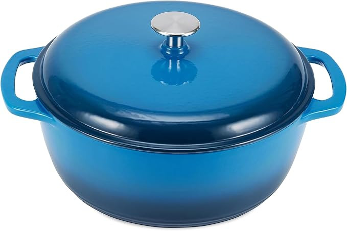Amazon Basics Enameled Cast Iron Dutch Oven Pot with Lid, Round, Dual Handles, Heavy-Duty, Oven S... | Amazon (US)