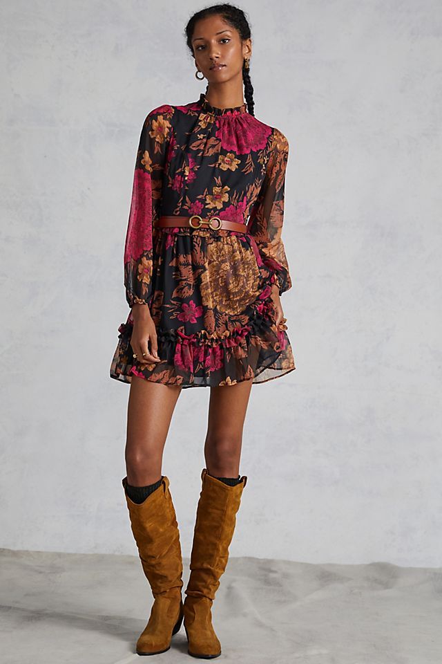 Puff-Sleeved Floral Mini Dress | Anthropologie (US)