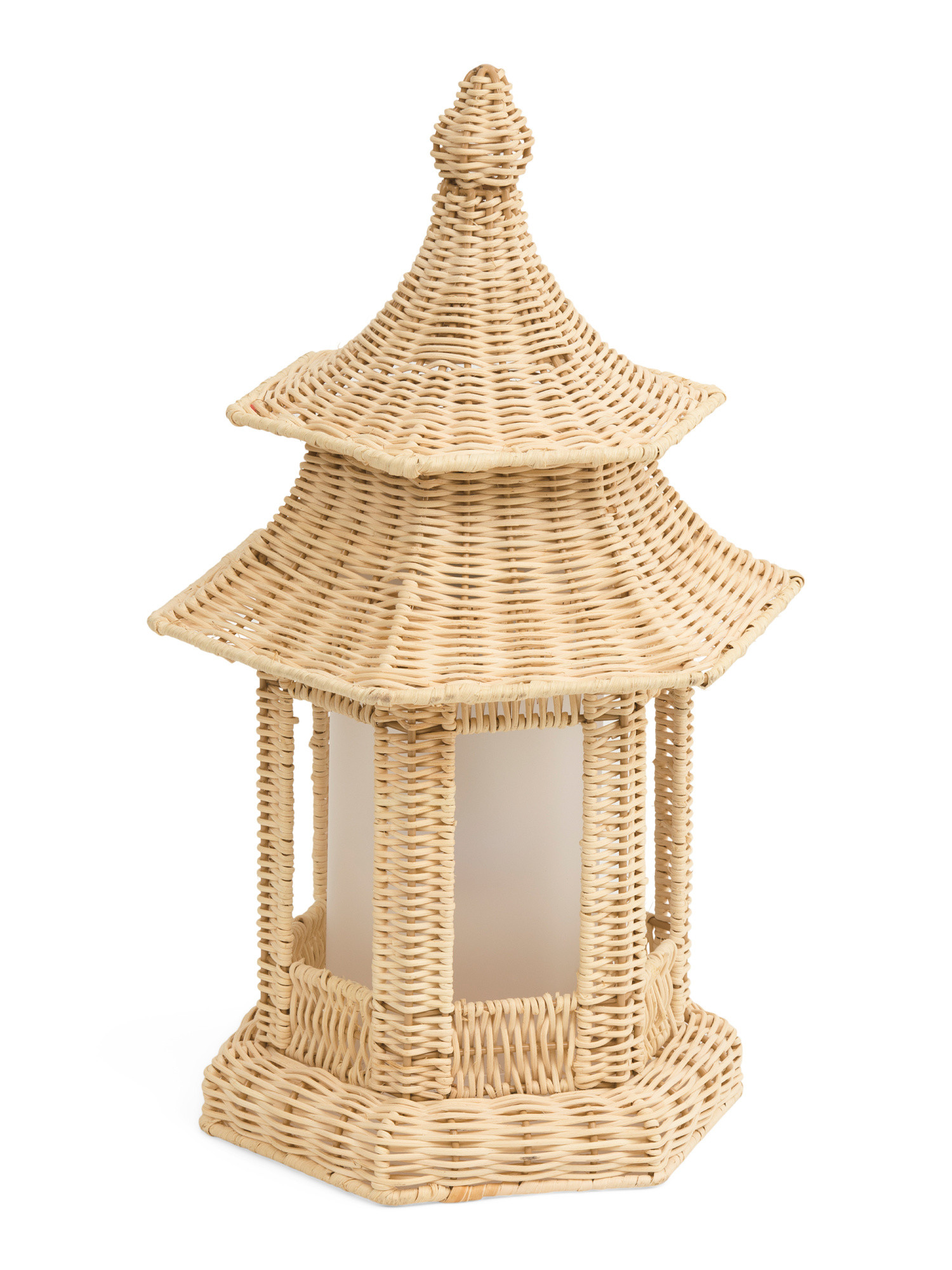10x17.5 Rattan Rechargeable Cordless Lantern | TJ Maxx