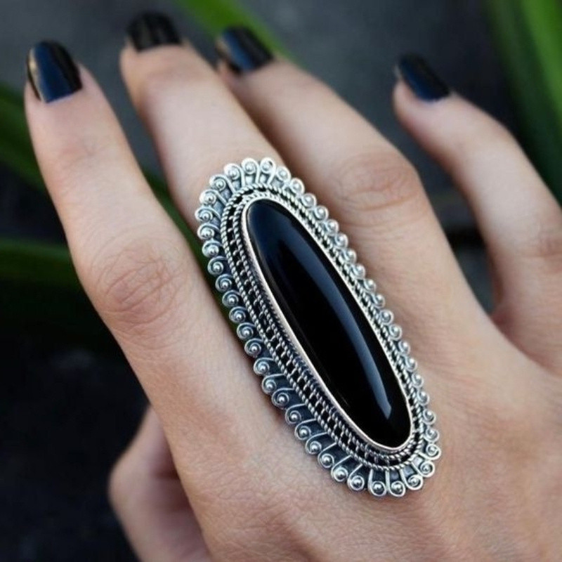 Vintage Ring Inlaid Agate In Long Oval Shape Symbol Elegance - Temu | Temu Affiliate Program